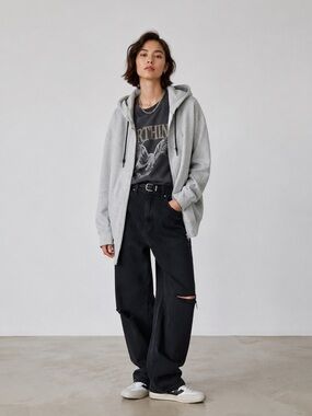R-13 Oversize Long Hooded Sweatshirt